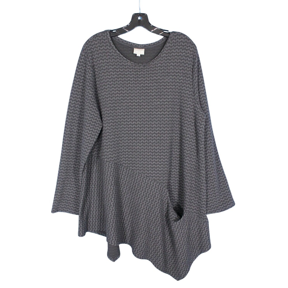NICHE NILGUN DERMAN Lagenlook TEXTURED Pocket ASYMMETRICAL HEM Blouse/Tunic XL
